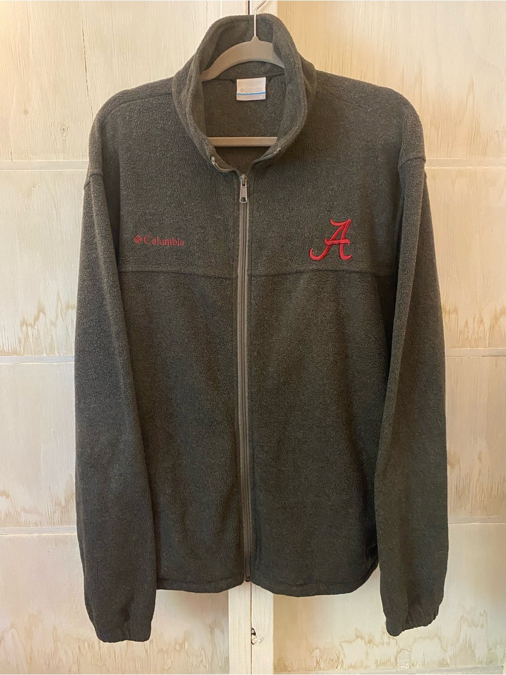 Columbia Men's Charcoal Gray Full-Zip Fleece Jacket with Red Logo